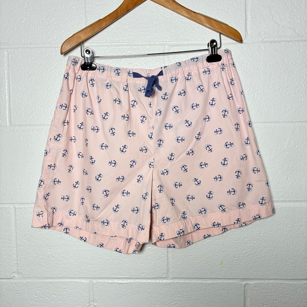 L L Bean Men’s Drawstring Waist 100% Cotton Anchor Print Shorts